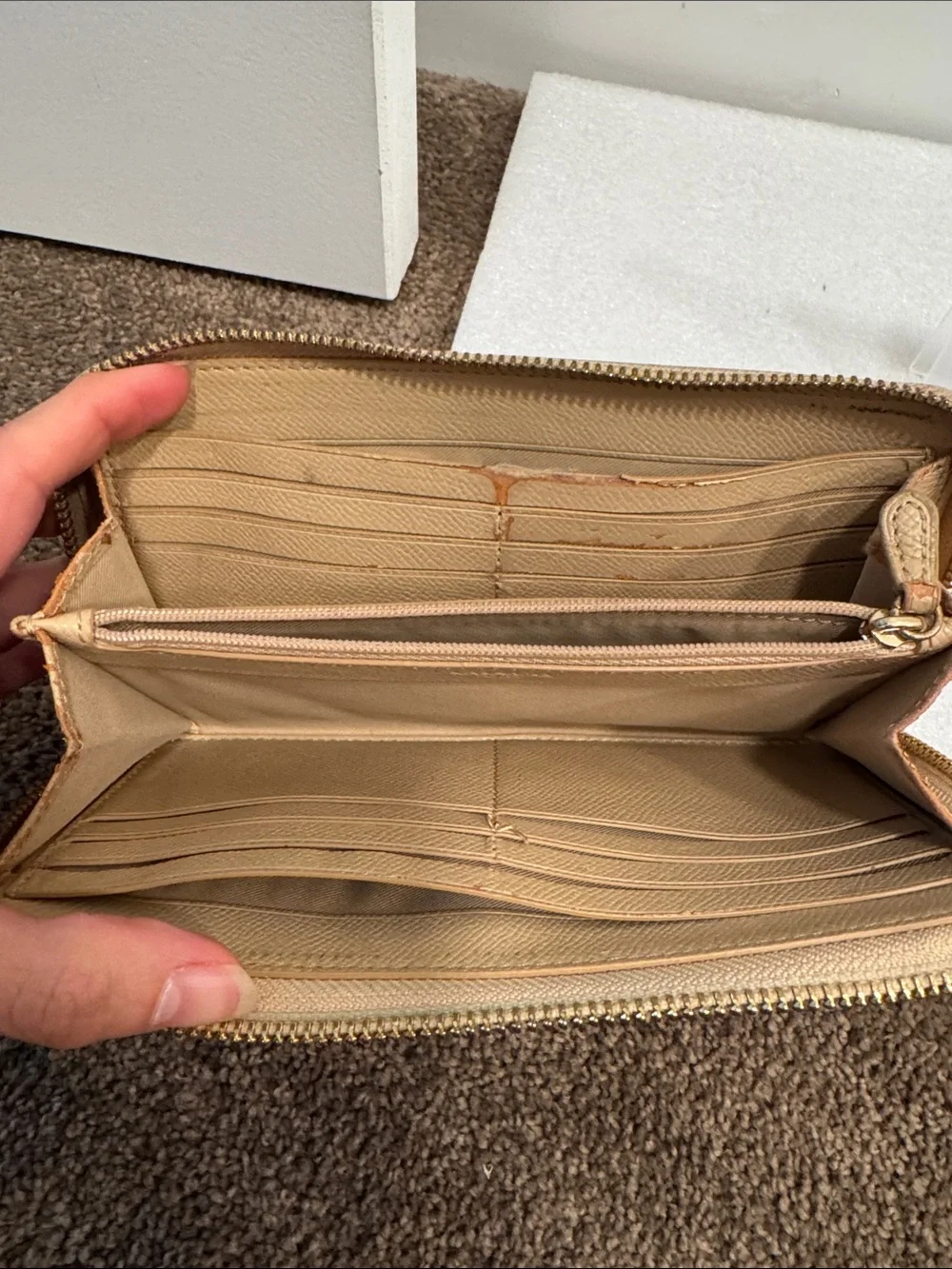 Coach Embossed Signature Zip Wallet in Beige-Tan - Picture 5 of 8